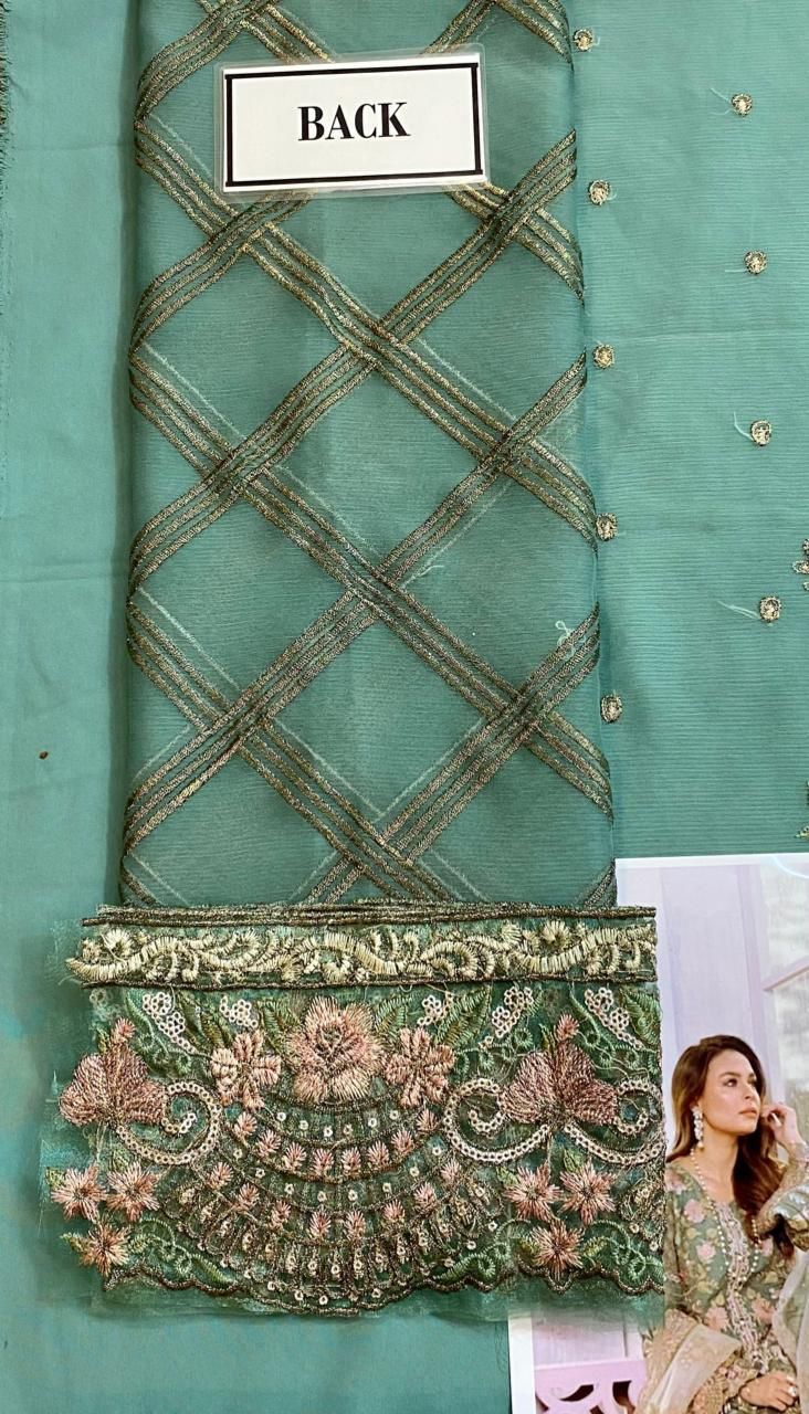 Flossie Embroidered Chiffon Unstitched 3 Piece dress Es-55