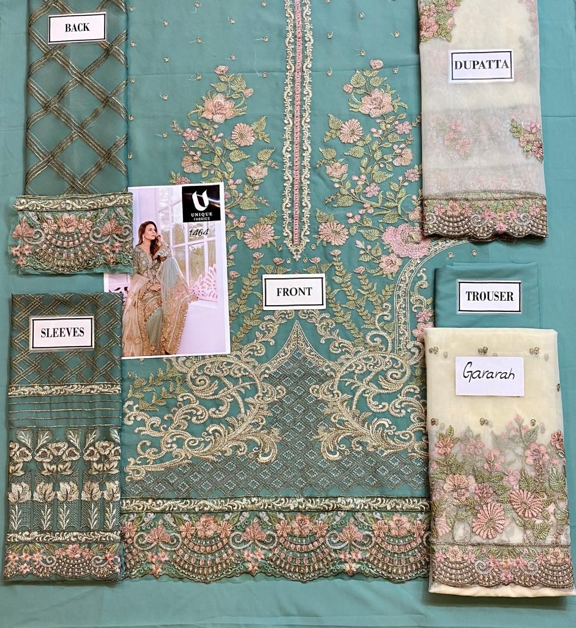 Flossie Embroidered Chiffon Unstitched 3 Piece dress Es-55