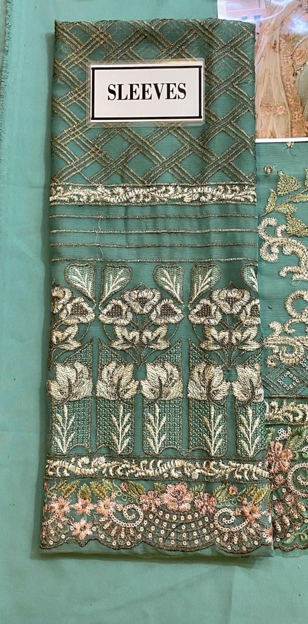 Flossie Embroidered Chiffon Unstitched 3 Piece dress Es-55
