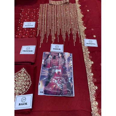 Indian Chiffon Embroidered Maxi Maroon ES-92
