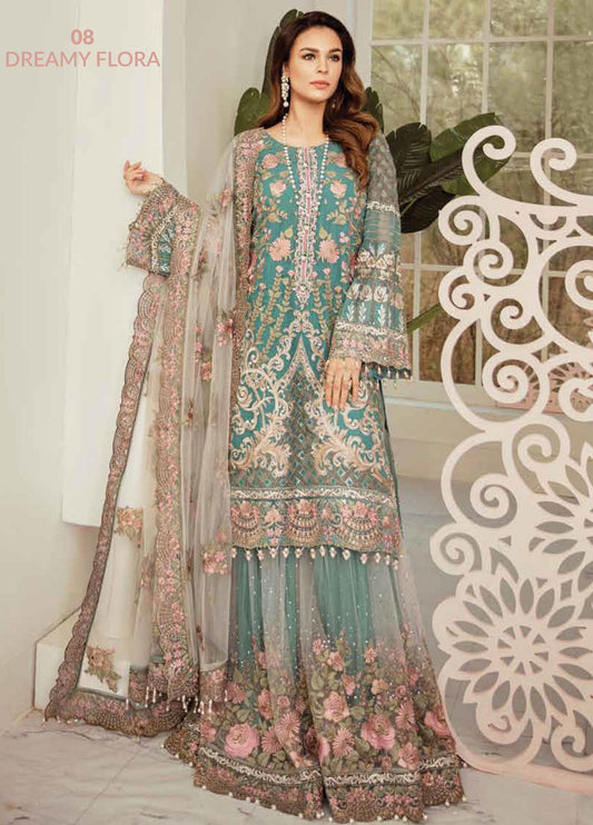 Flossie Embroidered Chiffon Unstitched 3 Piece dress Es-55