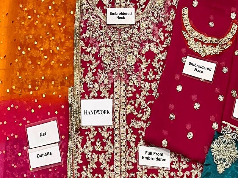 Zainab Chottani Heavy Embroidered Chiffon Party Wear Dress ES-83